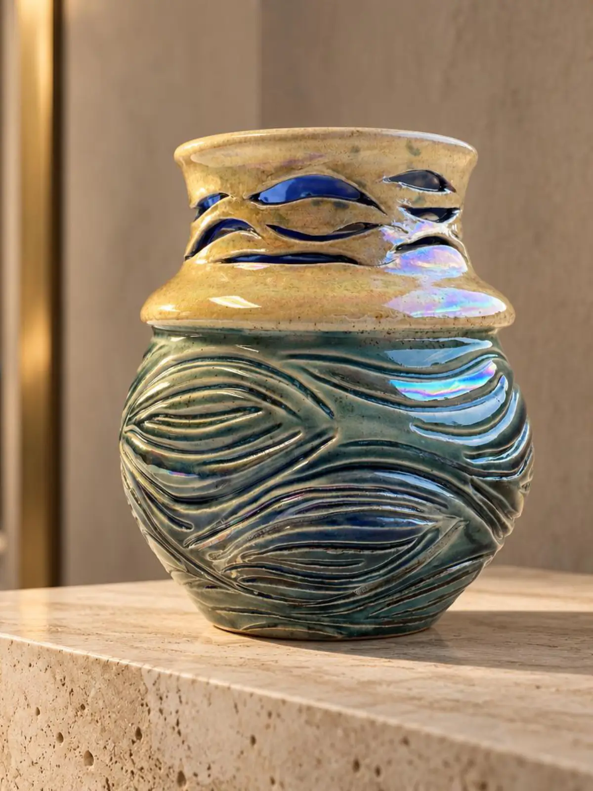 Handmade Stoneware Vase – Fluid Water - Image 3