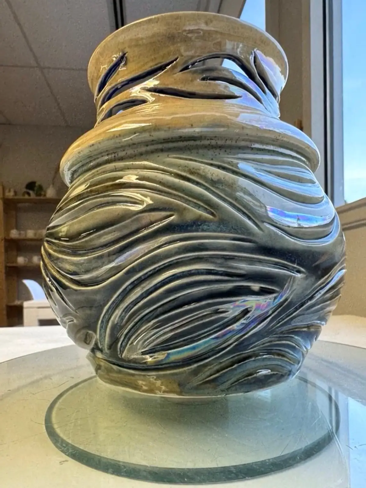 Handmade Stoneware Vase – Fluid Water - Image 2